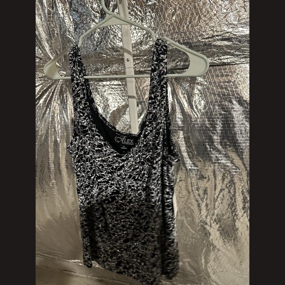Alex Evenings Women's Silver‎ Top, Size 2XL – Elegant Sequin Evening Blouse